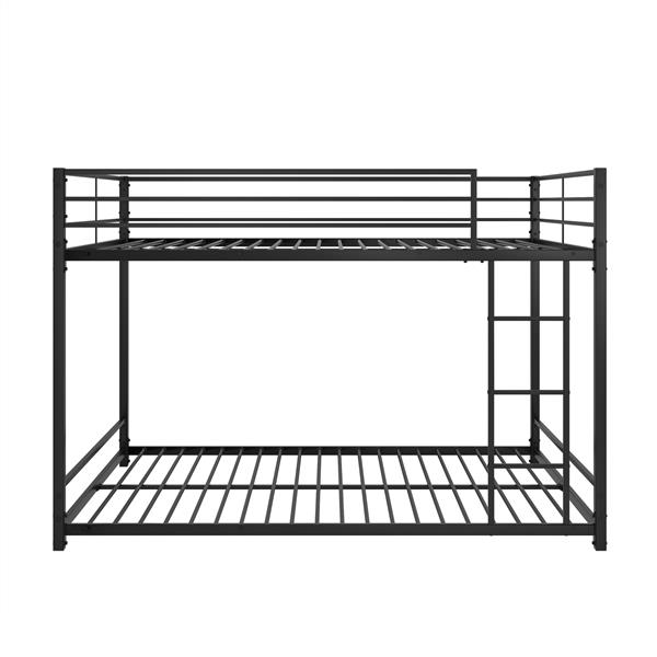 Metal Bunk Bed Full Over Full, Bunk Bed Frame with Safety Guard Rails, Heavy Duty Space-Saving Design, Easy Assembly Black