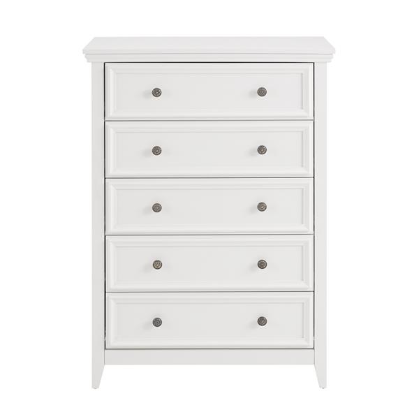 Modern 5 Drawers Dresser 5 Drawers Cabinet,Chest of Drawers Closet Organizers and Storage Clothes Storage Drawers Cabinet for Living Room, Farmhouse Dresser Organizer WHITE