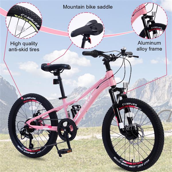 Mountain Bike for Girls and Boys  Mountain 20 inch 7-Speed bike