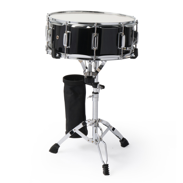 14 x 5.5in Snare Drum Set with Drumstick Holder, Snare Drum Bag, Strap, Mute Pad & Drum Stick for Beginner Student Black