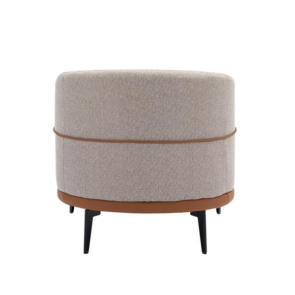 Modern Two-tone Barrel Fabric Chair, Upholstered Round Armchair for Living Room Bedroom Reading Room, Burnt Orange