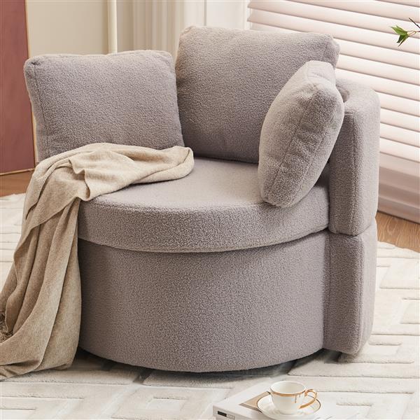 Fabric Swivel And Storage Chair With Back Cushion For Living Room,Light Gray