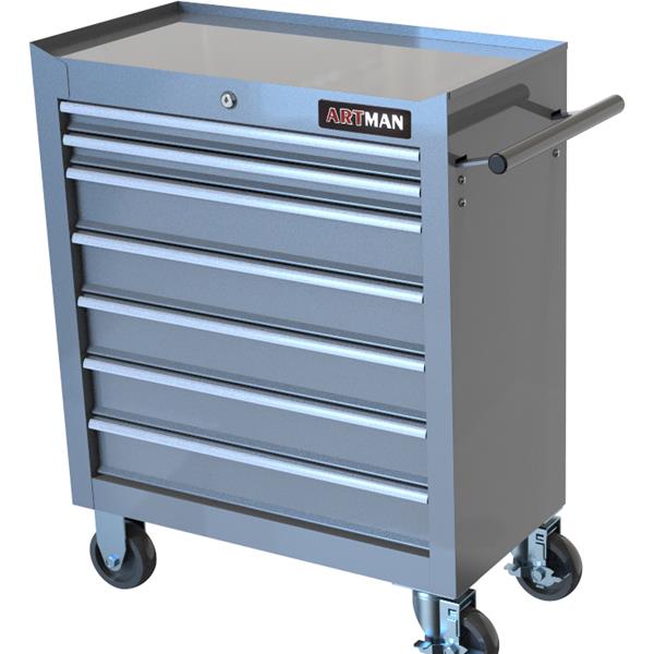 7 DRAWERS MULTIFUNCTIONAL TOOL CART WITH WHEELS-SILVER