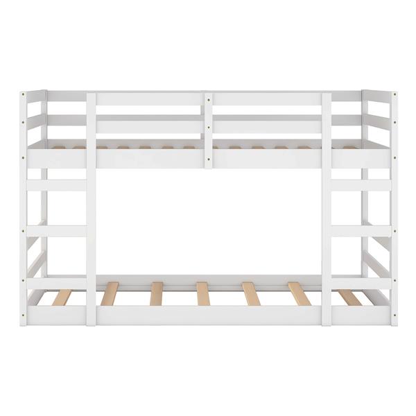 Twin Over Twin Bunk Bed with Ladder, White