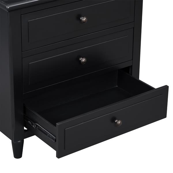 3-Drawer Nightstand Storage Wood Cabinet