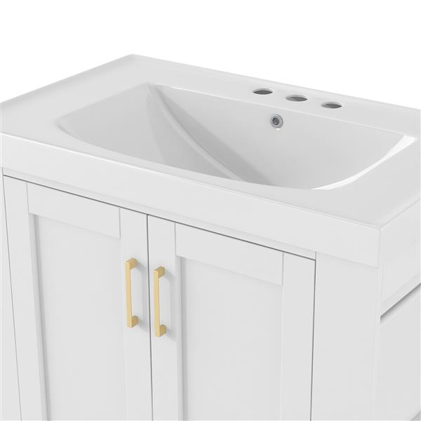 30'' Bathroom Vanity with Seperate Basin Sink, Modern Bathroom Storage Cabinet with Double-sided Storage Shelf,  Bathroom Vanity Cabinet with Single Sink