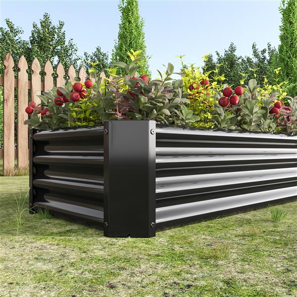 Metal Raised Garden Bed, Rectangle Raised Planter 4×2×1ft  for Flowers Plants, Vegetables Herb Veezyo Black