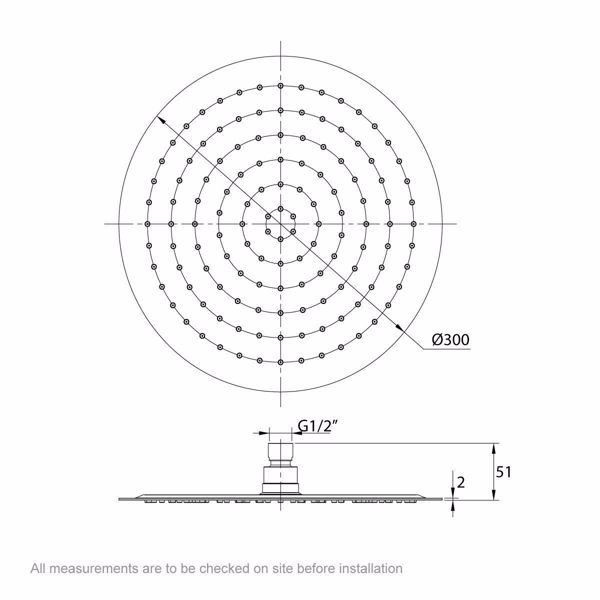 Mode Renzo round slim stainless steel shower head 300mm