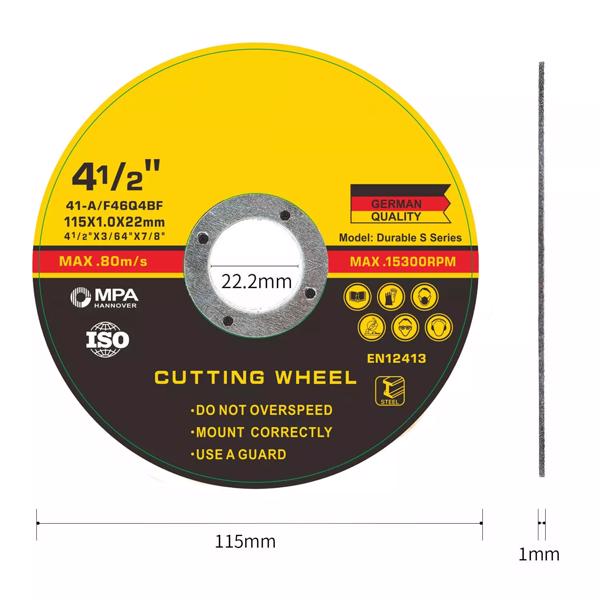 115mm 4.5" ULTRA THIN METAL CUTTING BLADE DISC 4 1/2" STEEL & STAINLESS 1mm NEW