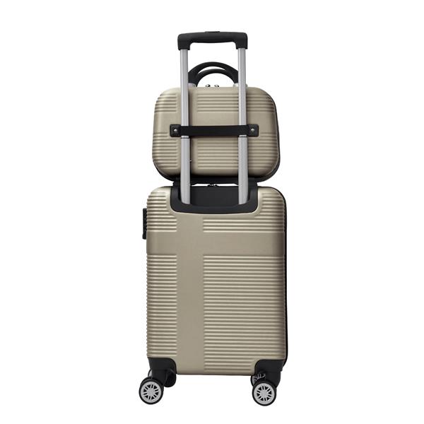 Luggage 4 Piece Set with Spinner Wheels, Hardshell Lightweight Suitcase with TSA Lock,Checked Luggage,Champagne(12/20/24/28in)