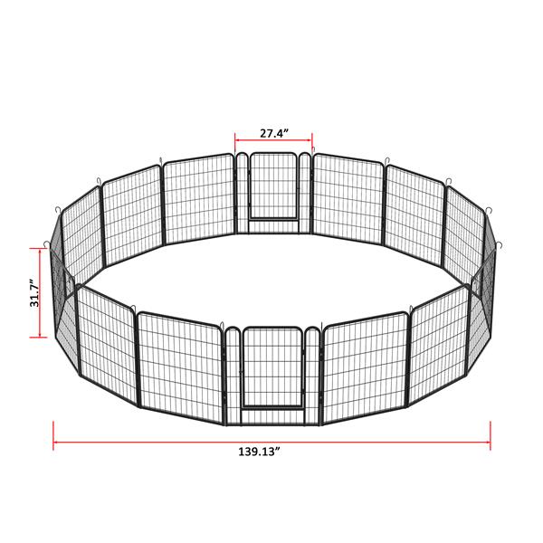 16 Panels Heavy Duty Metal Playpen with door,31.7"H Dog Fence Pet Exercise Pen for Outdoor