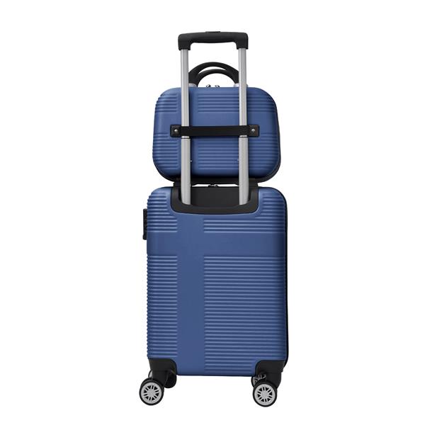 Luggage 4 Piece Set with Spinner Wheels, Hardshell Lightweight Suitcase with TSA Lock,Checked Luggage,Dark Blue(12/20/24/28in)