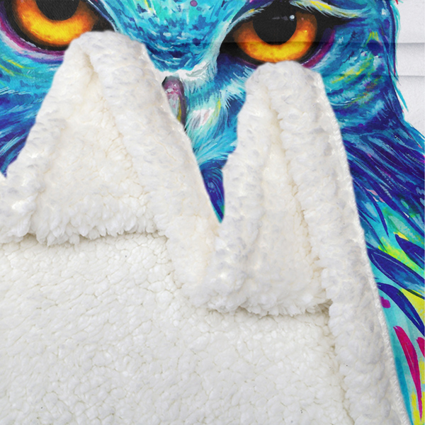 Cartoon Blue Owl Printed Sherpa Fleece Blanket Soft Cozy Warm Nap Blanket for Adults Toddler Bedroom Decor 50*60 Inches