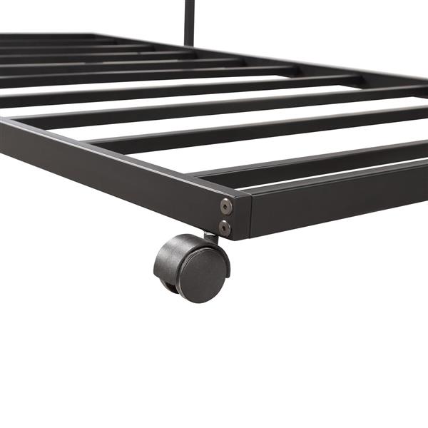 [Not allowed to sell to Walmart]Twin Daybed with Trundle Multifunctional Metal Lounge Daybed Frame for Living Room Guest Room