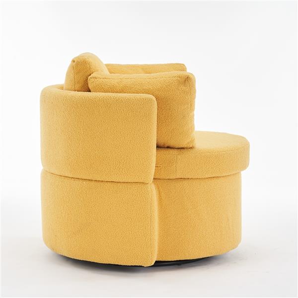 Fabric Swivel And Storage Chair With Back Cushion For Living Room,Yellow