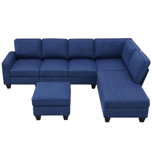 [VIDEO provided] [New] 104.3*78.7" Modern L-shaped Sectional Sofa,7-seat Linen Fabric Couch Set with Chaise Lounge and Convertible Ottoman for Living Room,Apartment,Office,3 Colors