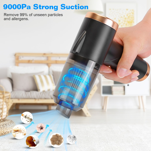 120W 9000PA Cordless Handheld Vacuum Cleaner w/ Searchlight Portable Rechargeable Car Auto Home Duster