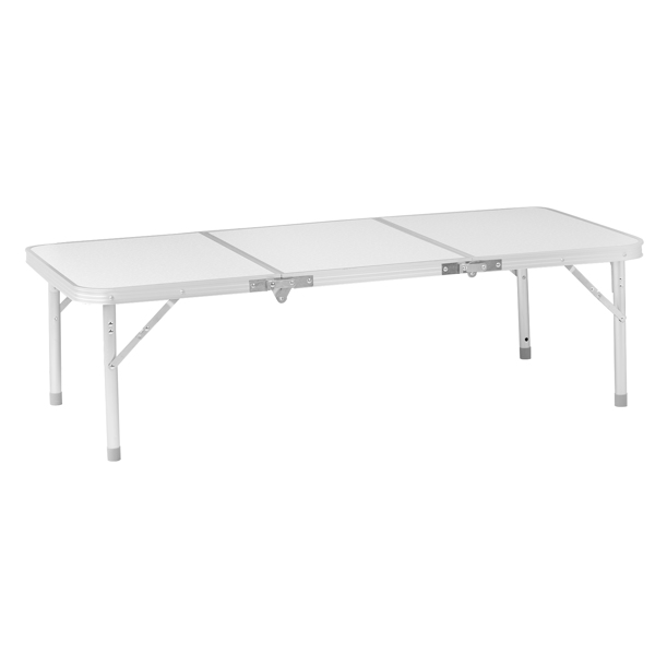 4ft Camping Folding Table, Aluminum Portable Picnic Table with Adjustable Height, 3 Fold Lightweight Outdoor Table for Indoor Travel Beach and Party