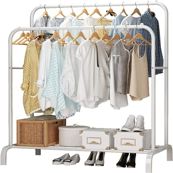 Heavy Duty Double Clothes Rail Hanging Rack Garment Display Stand Storage Shelf