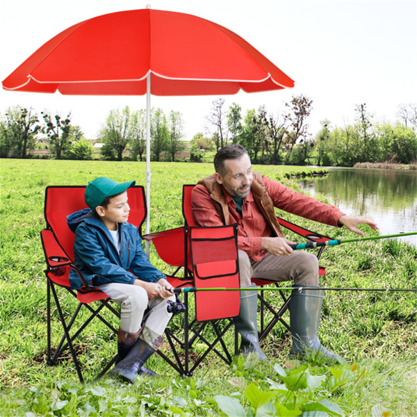 Outdoor camping chair with umbrella