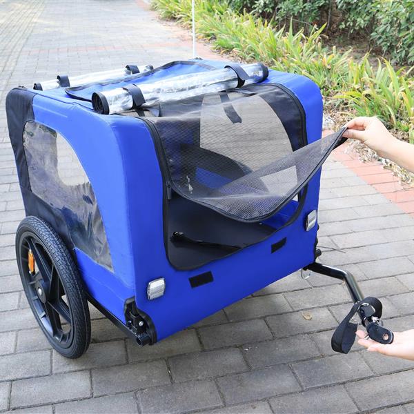 Blue High Quality 16 inch air wheel Pet Bike Trailer for Dogs Foldable Bicycle Pet Trailer