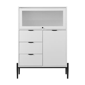 Sideboard with 3 Drawers ,1 door and 1 glass Door Wood Cabinet with Storage for Kitchen, Dining Room, Hallway 33.46\\" x 15.74\\" x 47.2\\"