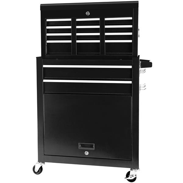 8-Drawer Rolling Tool Chest with Wheels, Large Tool Cabinet with Drawers, Mobile Steel Tool Storage Organizer with Lock&Liner for Warehouse, Workshop, Black