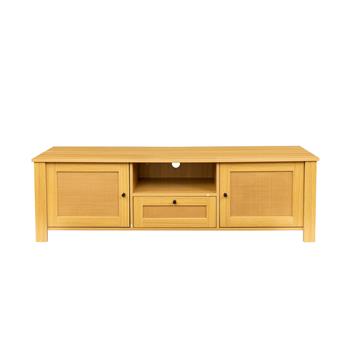 Farmhouse TV Stand Modern Wood Media Entertainment Center Console Table with 2Doors and  1   Open Shelves