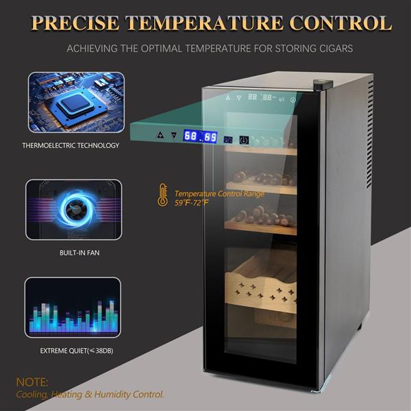 35L Cigar Humidors with 3-IN-1 Cooling, Heating & Humidity Control, 200 Counts Capacity Cigar Humidor Humidifiers with Constant Temperature Controller, Father's Day Gift for Men