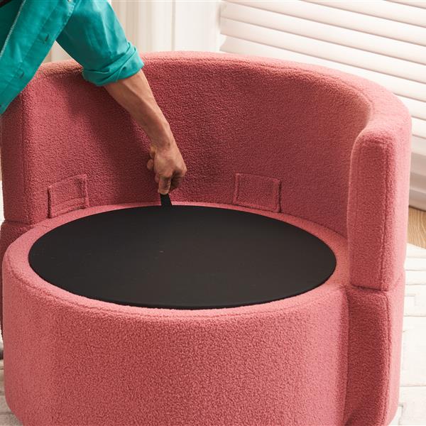 Fabric Swivel And Storage Chair With Back Cushion For Living Room,Dark Pink