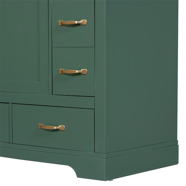 36" Bathroom Vanity with Sink Combo, Six Drawers, Multi-Functional Drawer Divider, Adjustable Shelf, Green