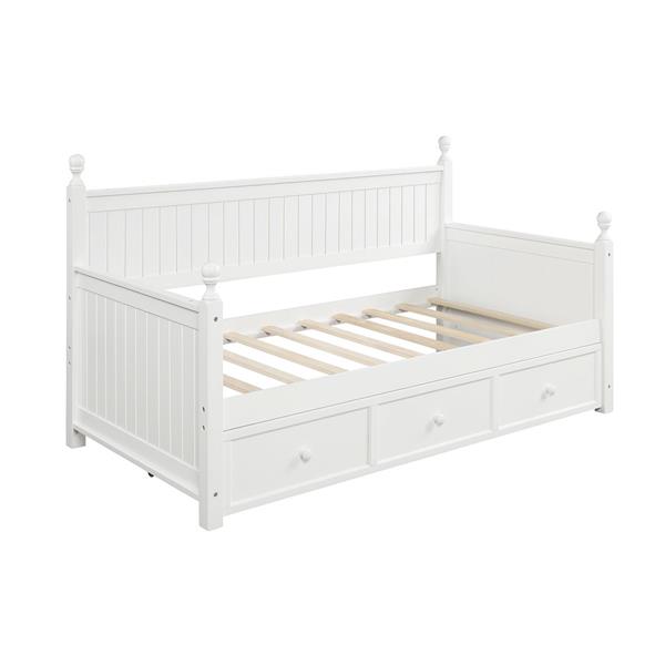 Wood Daybed with Three Drawers ,Twin Size Daybed,No Box Spring Needed ,White