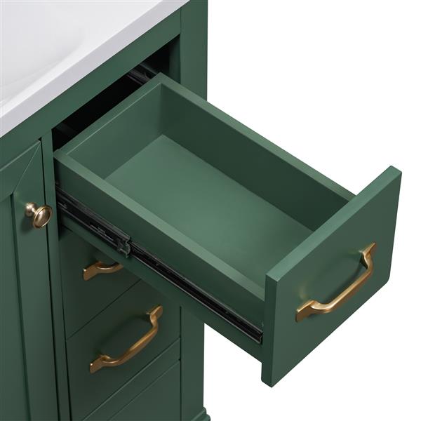 36" Bathroom Vanity with Sink Combo, Six Drawers, Multi-Functional Drawer Divider, Adjustable Shelf, Green