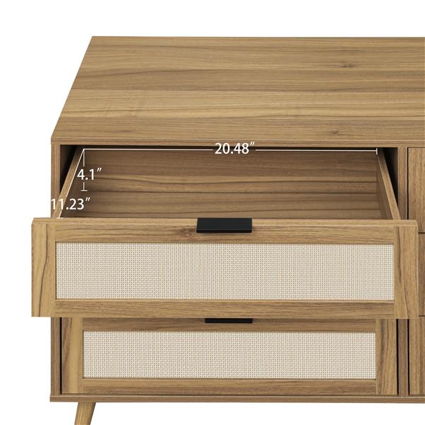 Modern 6 Drawer Dresser Wood Cabinet (Walnut)