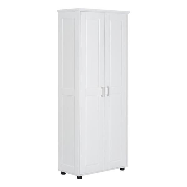 Storage Cabinet with Two Doors for Bathroom, Office, Adjustable Shelf, MDF Board, White