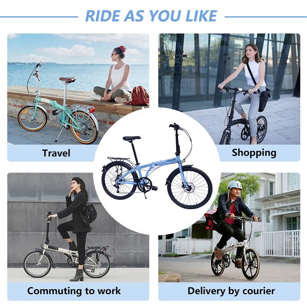 24" Folding City Bike Aluminum Frame 7 Speed Folding Bike