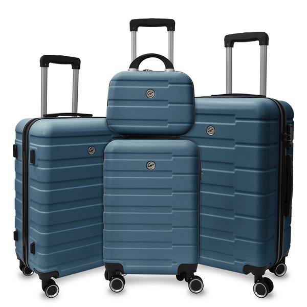 4 Piece Hard Shell Luggage Set,Carry on Suitcase with Spinner Wheels,Family Luggage Set,Dark Blue(12/20/24/28in)