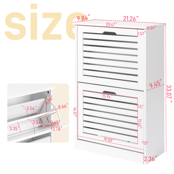 2-door louvered shoe cabinet