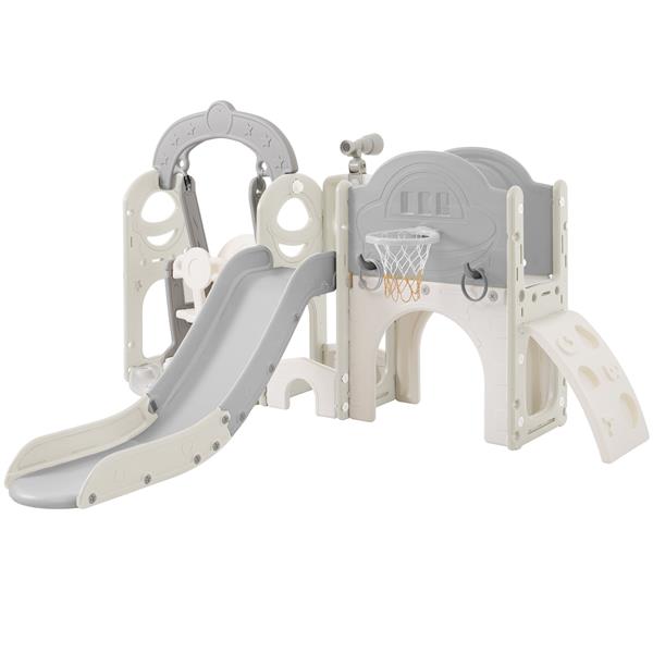 Toddler Slide and Swing Set 7 in 1, Kids Playground Climber Slide Playset with Basketball Hoop  Combination for Babies Indoor & Outdoor