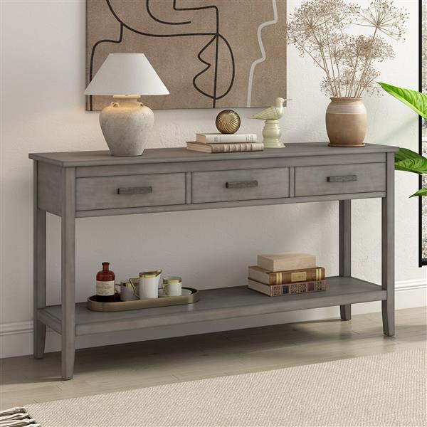 Contemporary 3-Drawer Console Table with 1 Shelf, Entrance Table for Entryway, Hallway, Living Room, Foyer, Corridor