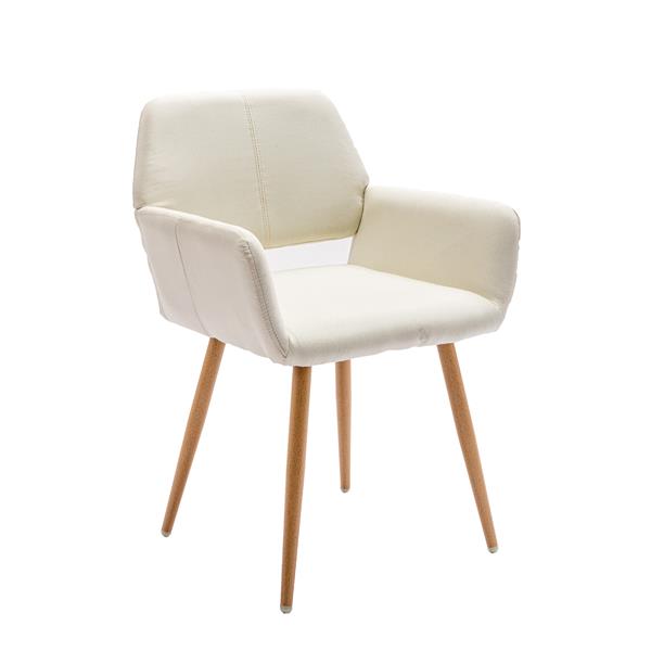 Hengming Small Modern Living Dining Room Chairs Fabric Mid-Century Upholstered Side Seat Club Guest with Metal Legs Legs (Beige)1pcs/ctn.