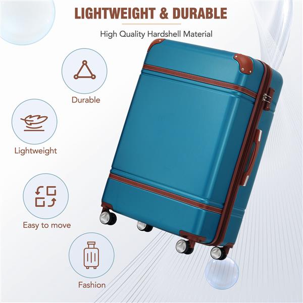 28 IN Luggage 1 Piece with TSA lock , Expandable Lightweight Suitcase Spinner Wheels, Vintage Luggage,Blue