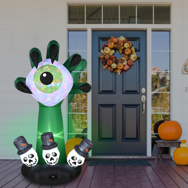 6 Foot Halloween Inflatable Monster Hand with Eyeball LED Lights Decor Outdoor Indoor Holiday Decorations, Blow up Lighted Yard Decor, Lawn Inflatables Home Family Outside（No shipment on weekends）