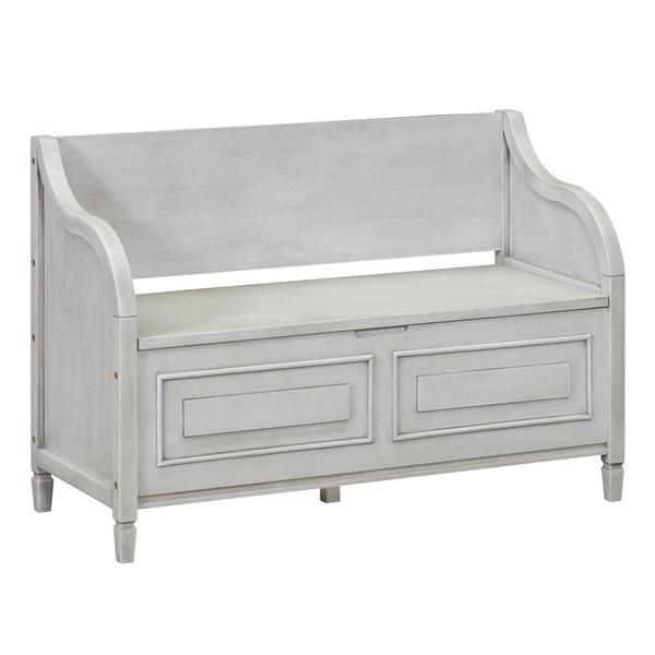 Rustic Style Solid wood Entryway Multifunctional Storage Bench with Safety Hinge (Gray Wash+ Beige)