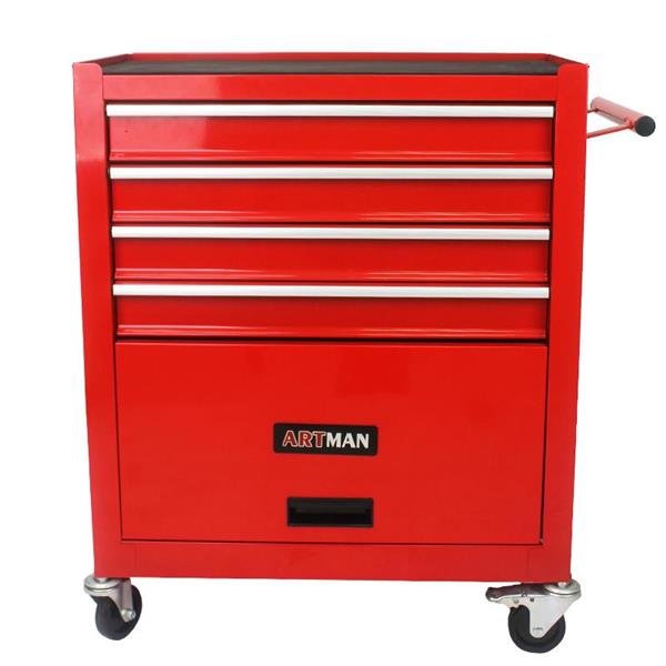 4 DRAWERS MULTIFUNCTIONAL RED TOOL CART WITH WHEELS