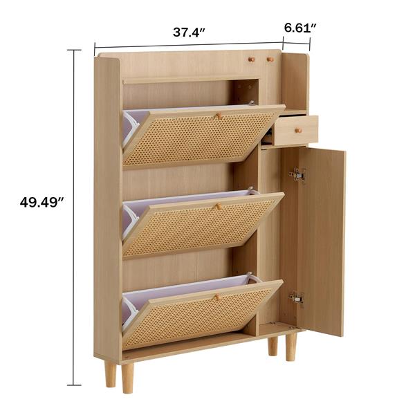 Modern minimalist storage cabinet MDF bed top cabinet Japanese rattan shoe cabinet, small home furniture. Suitable for hallways and living rooms