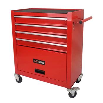 4 DRAWERS MULTIFUNCTIONAL RED TOOL CART WITH WHEELS