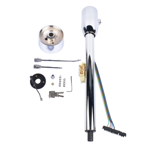 Chrome 30" Manual Tilt Steering Column Floor Shift GM Universal w/ Key+Adapter