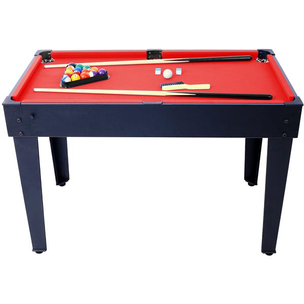 5-in-1 Multi-Game Table - Billiards, Push Hockey, Foosball, Ping Pong, and Basketball black/red