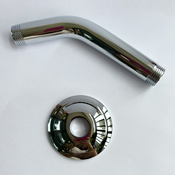 Shower Arm with Flange, 1/2 NPT Tapered Threads, Rain Shower Head Arm, Wall Mount Shower Extension Arm 